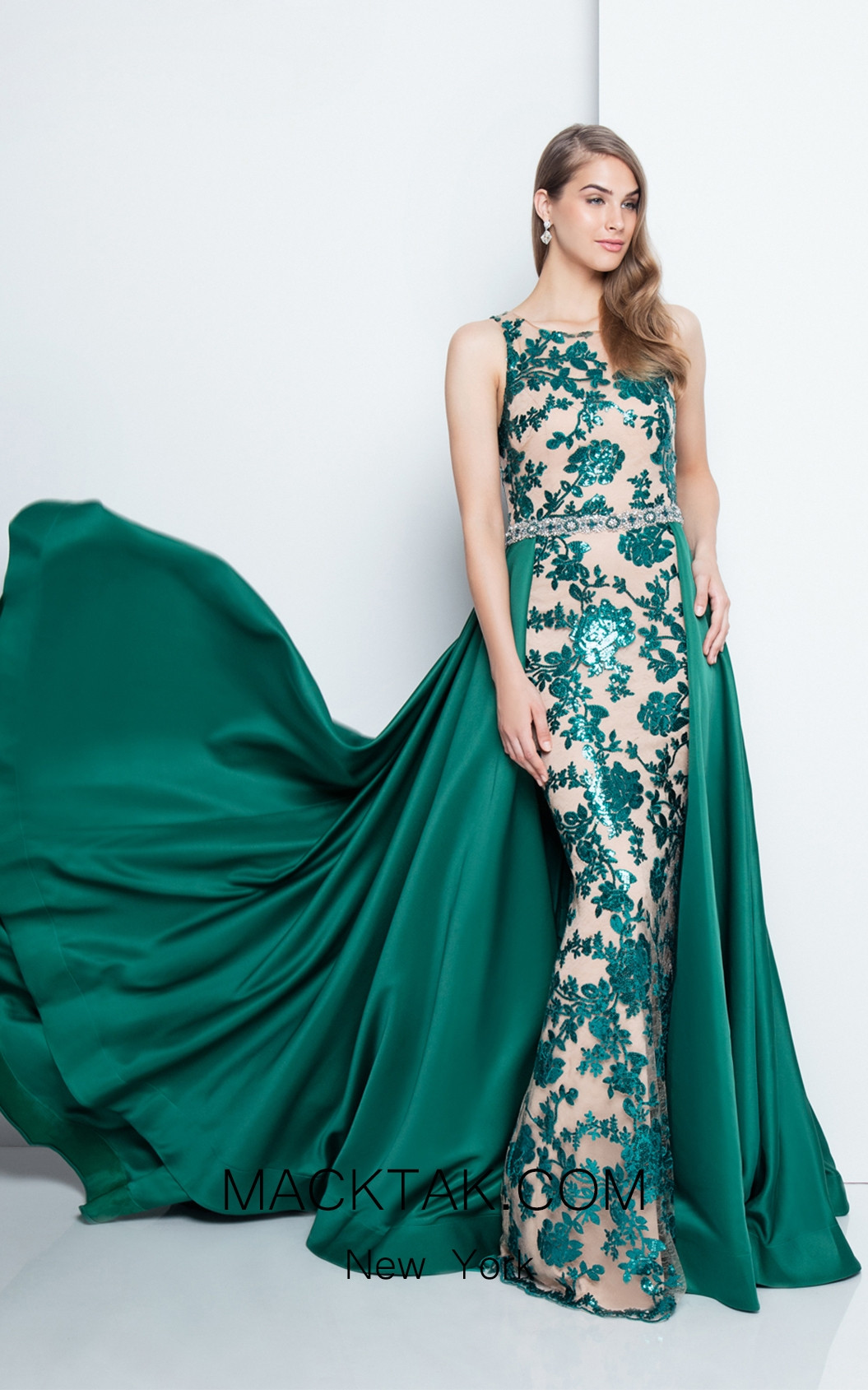 Terani 1812P5387 Emerald Nude Front 