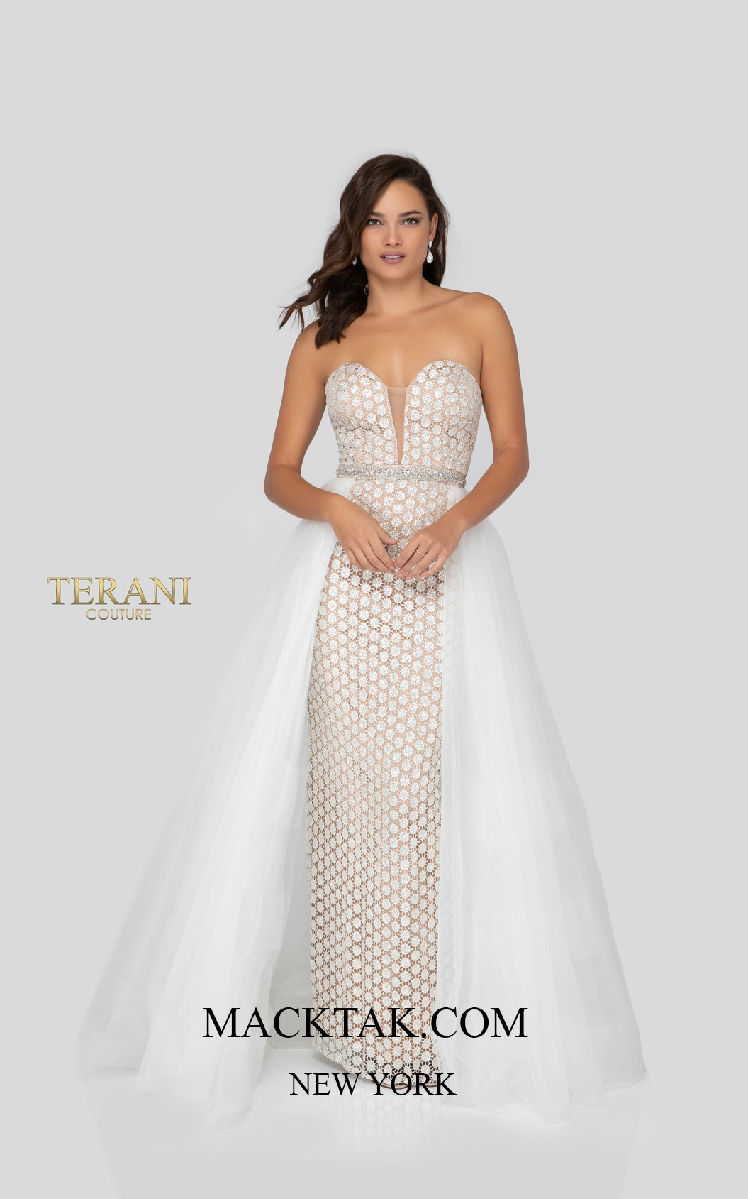 Terani 1911P8108 Ivory Nude Front Dress