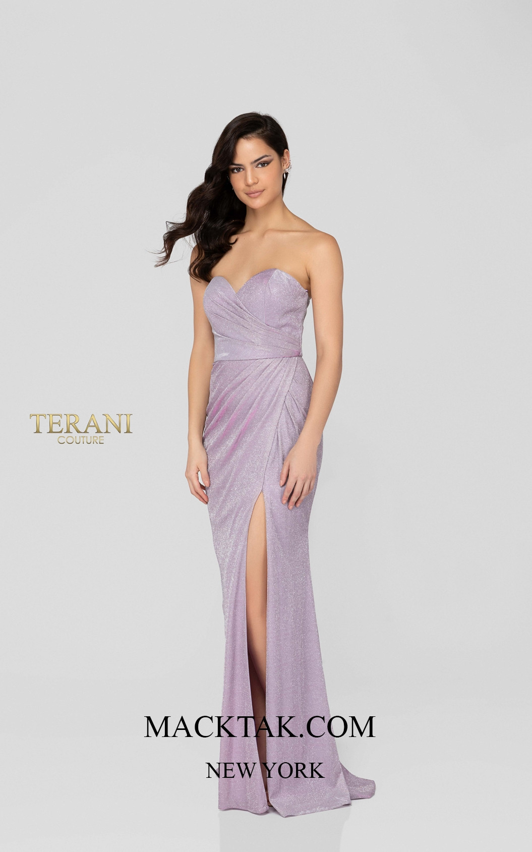 Terani 1911P8173 Lilac Silver Front Dress