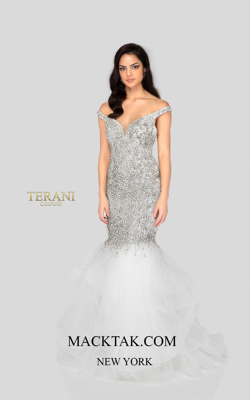 Terani 1911P8363 Crystal Ivory Front Dress