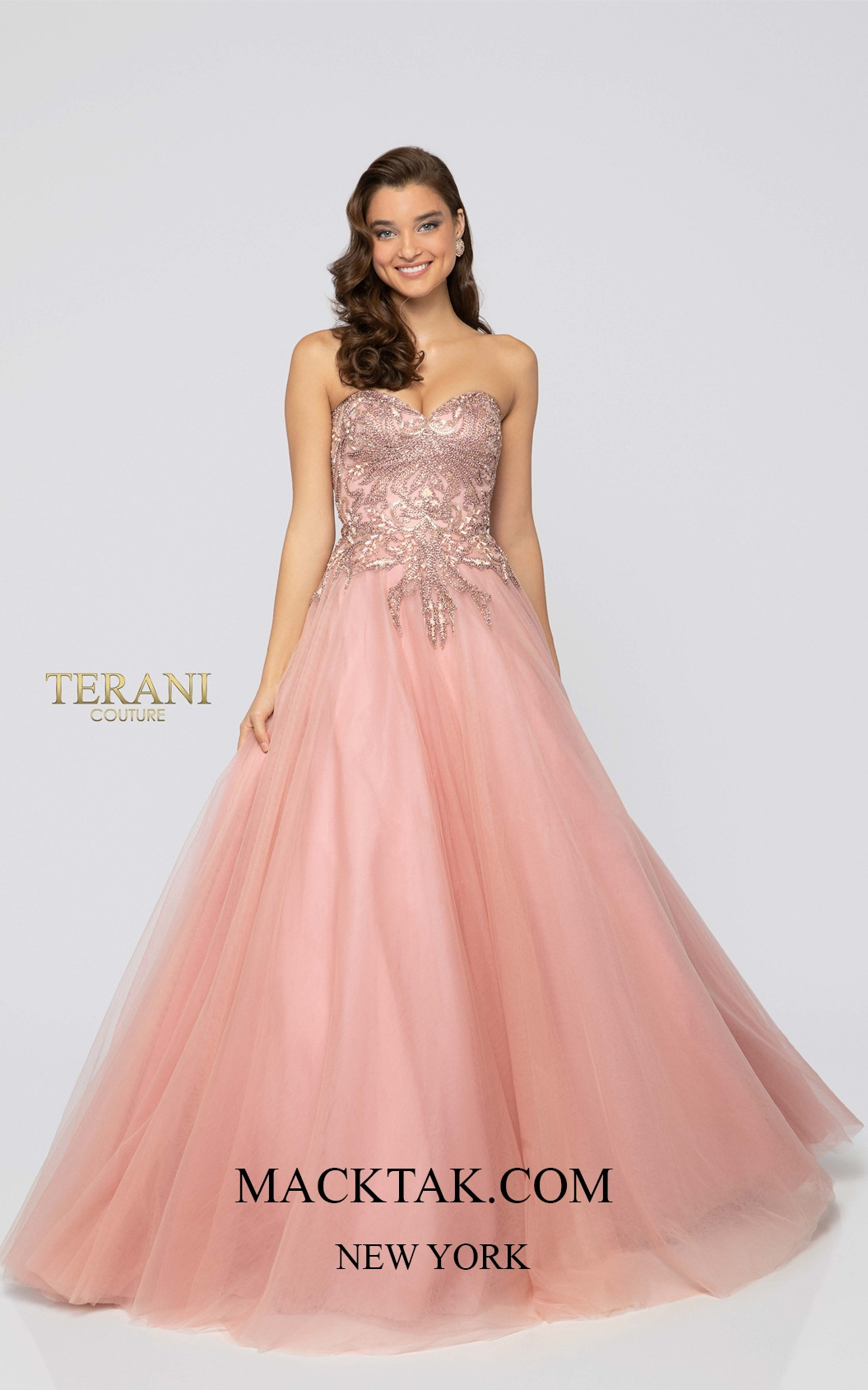 Terani 1911P8477 Mocha Rose Front Dress