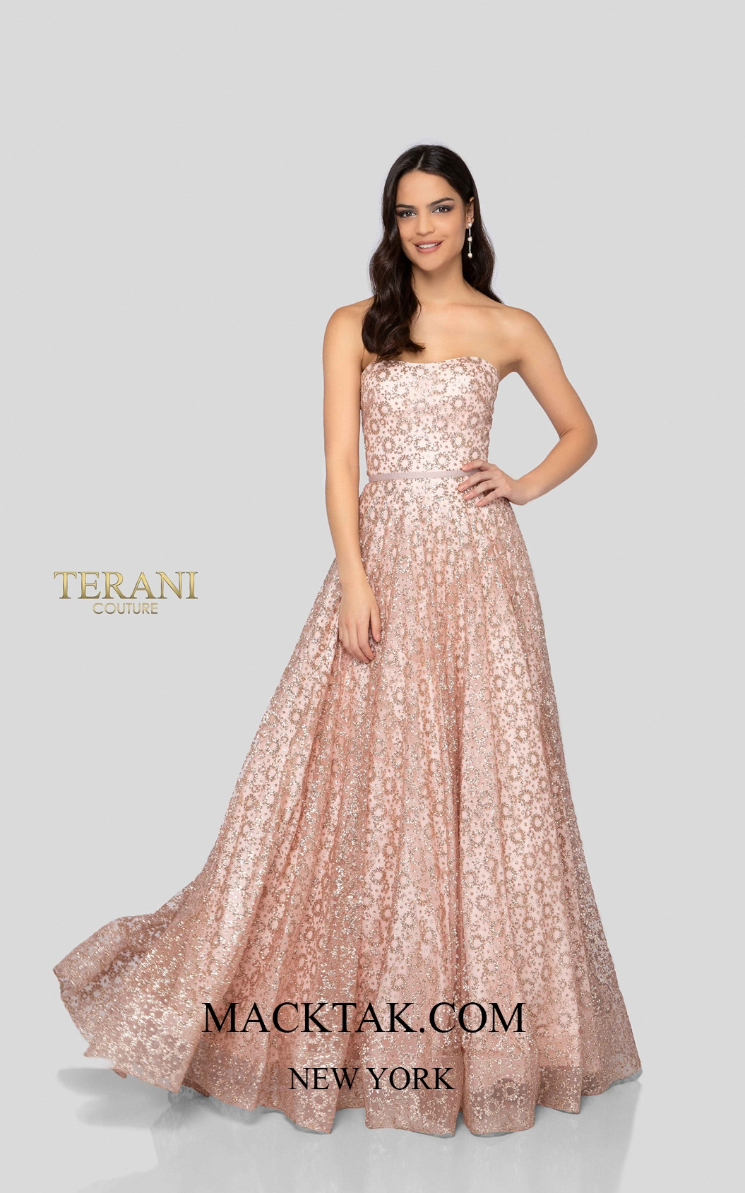 Terani 1911P8492 Antique Blush Front Dress