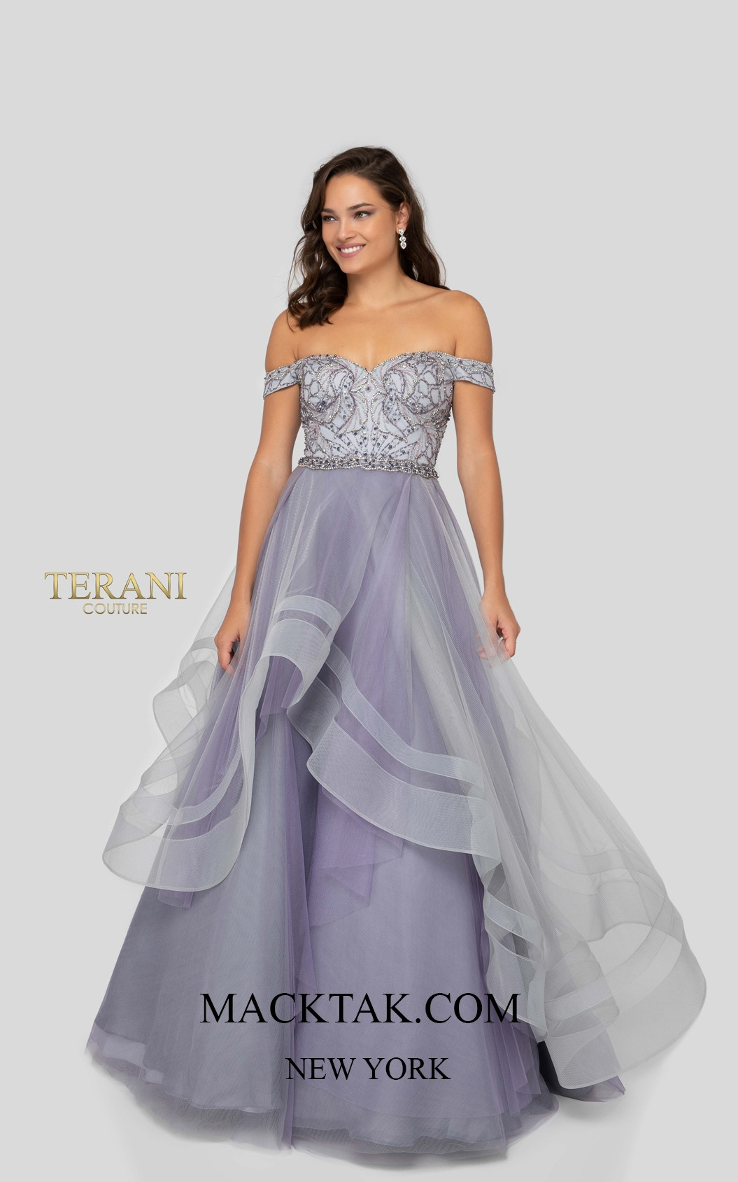 Terani 1911P8501 Silver Lilac Front Dress