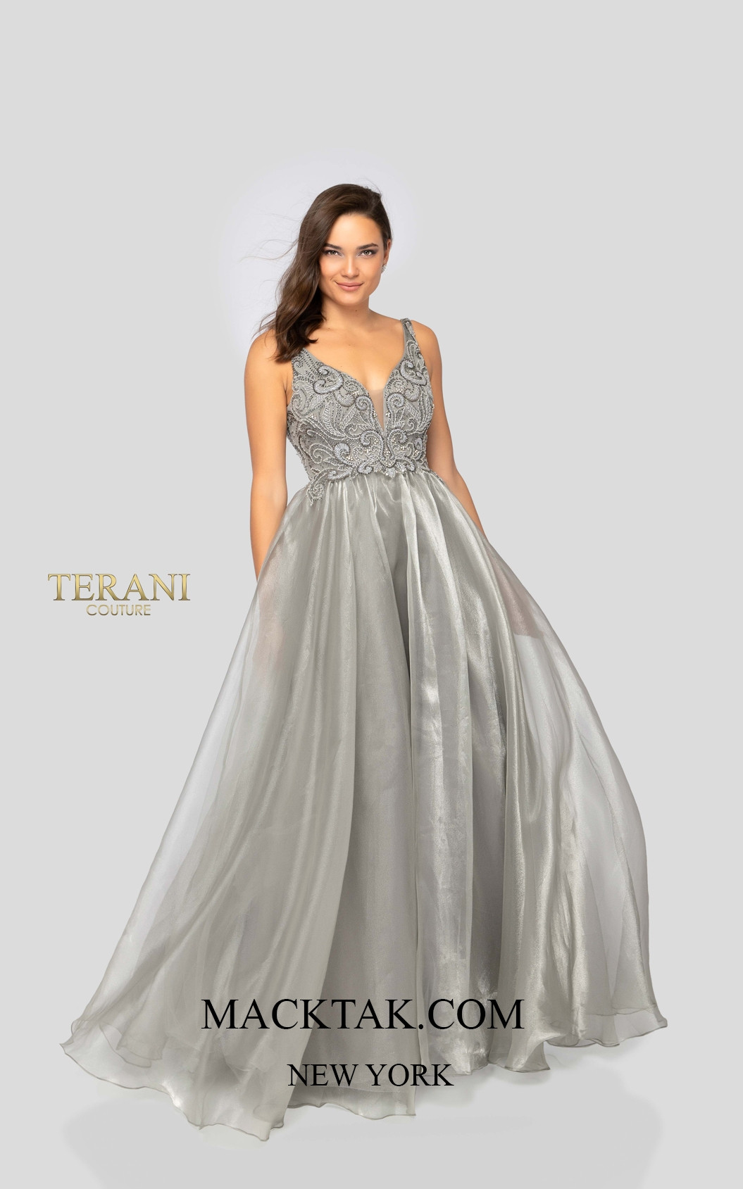 Terani 1911P8538 Silver Front Dress