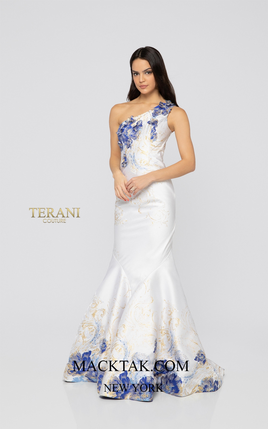 Terani 1911P8637 White Navy Front Dress