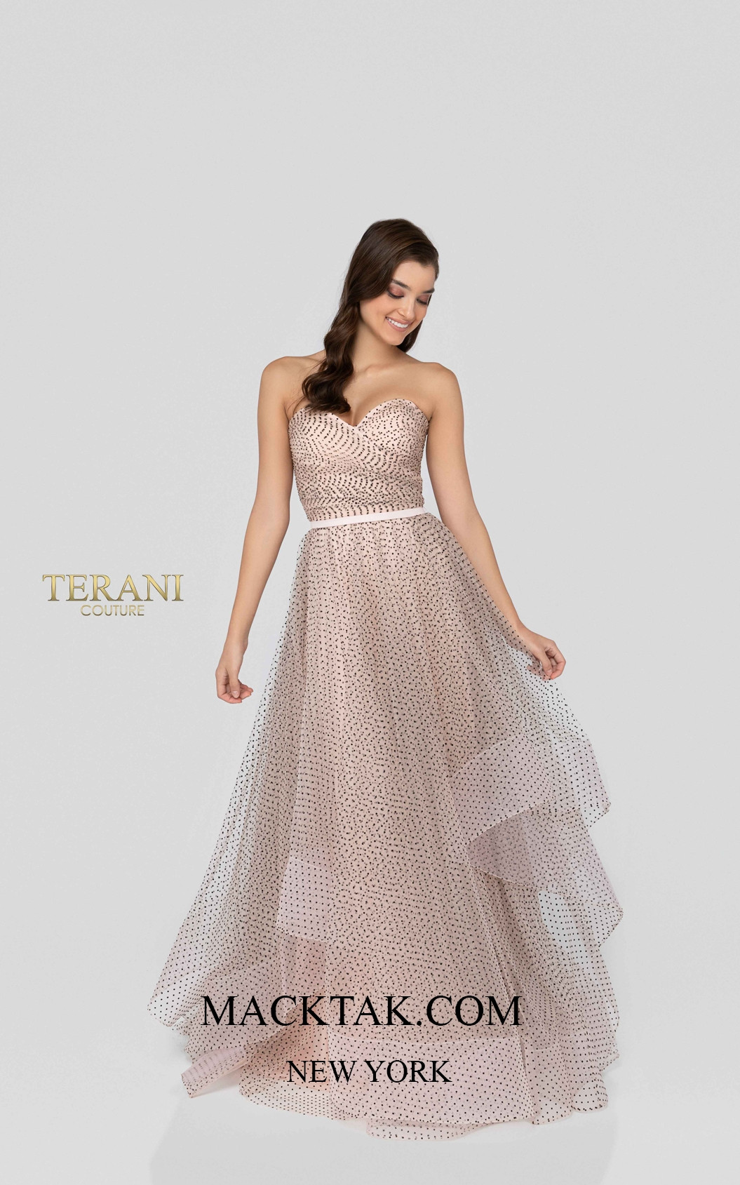 Terani 1912P8578 Blush Black Front Dress