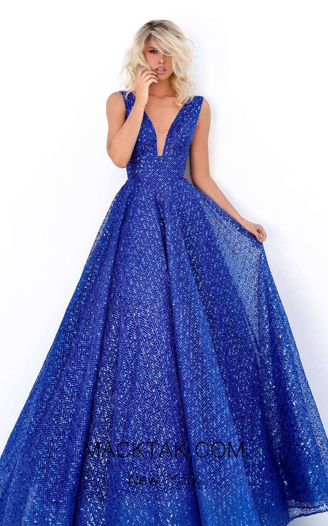 Tarik Ediz 50660 Royal Blue Front Dress