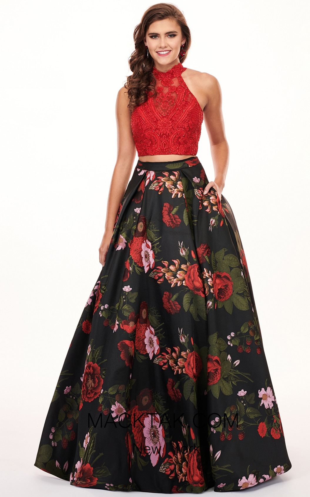Rachel Allan 6504 Red Multi Front 