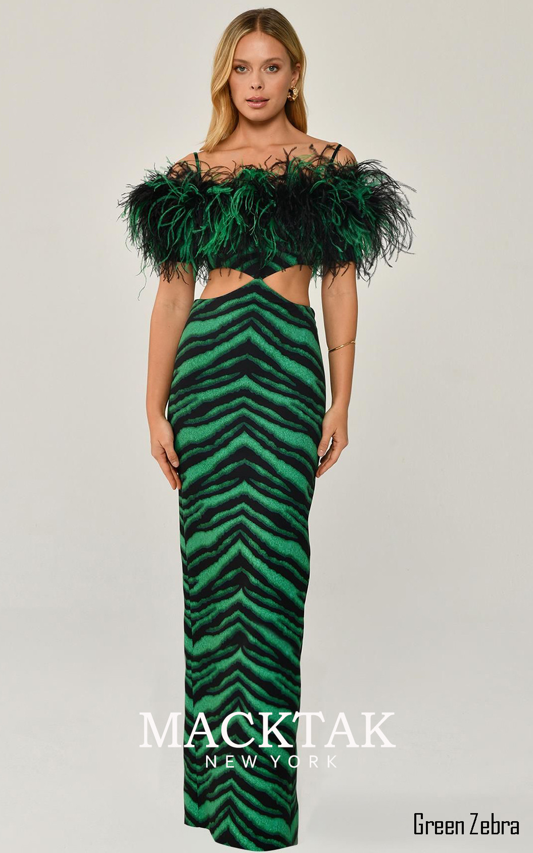 Alfa Beta 6289 Green Zebra Front Dress
