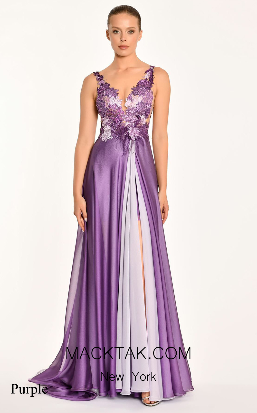 Alfa Beta B5346 Purple Front Dress