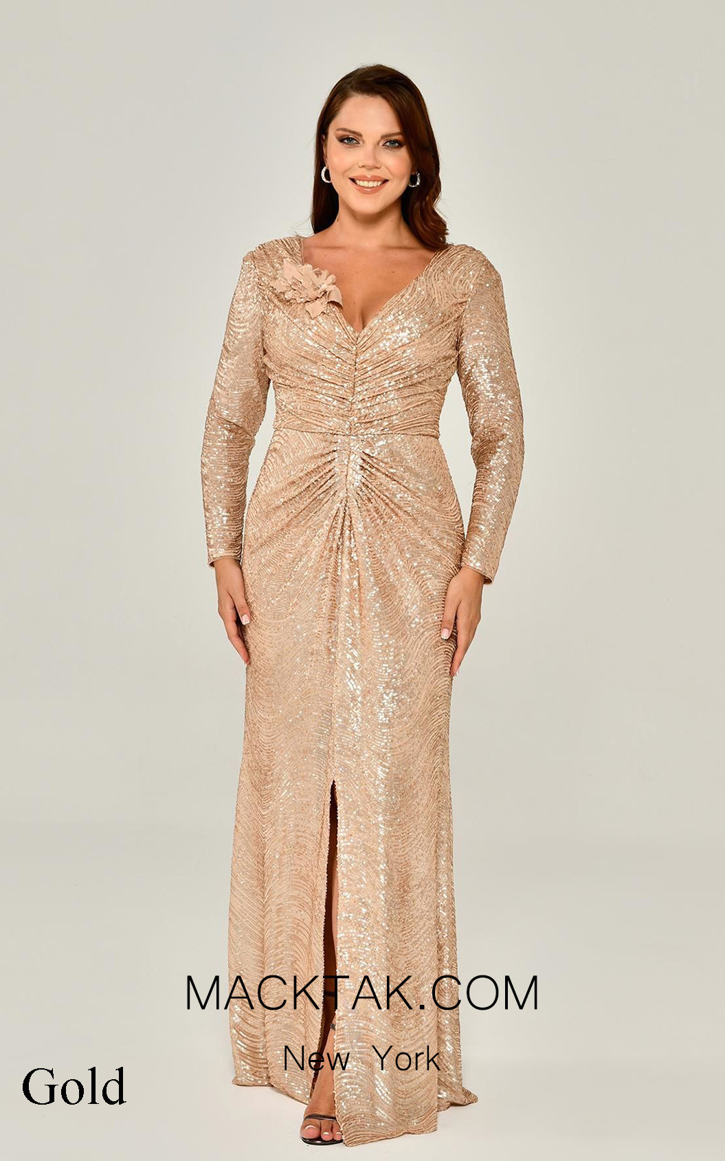 Alfa Beta B5457 Gold Front Dress