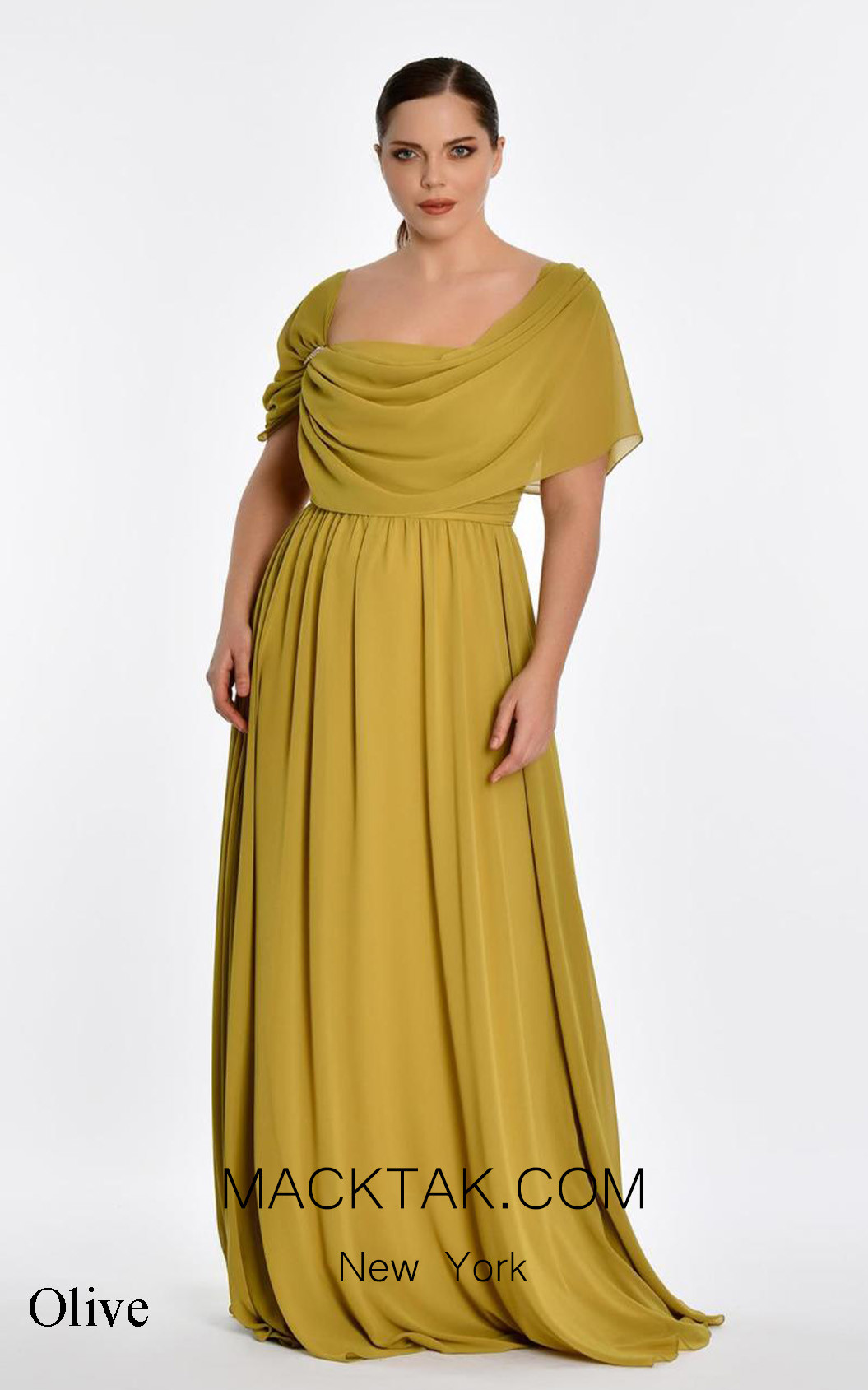 Alfa Beta B5725 Olive Front Dress