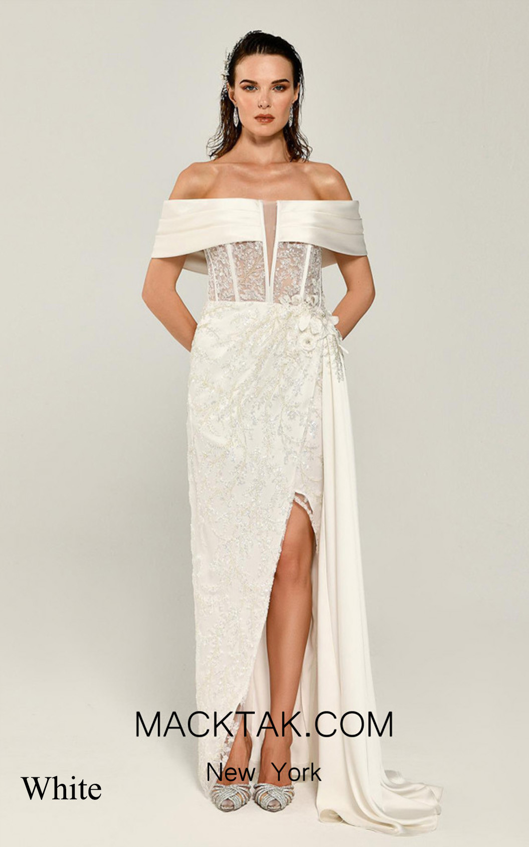 Alfa Beta B5942 White Front Dress