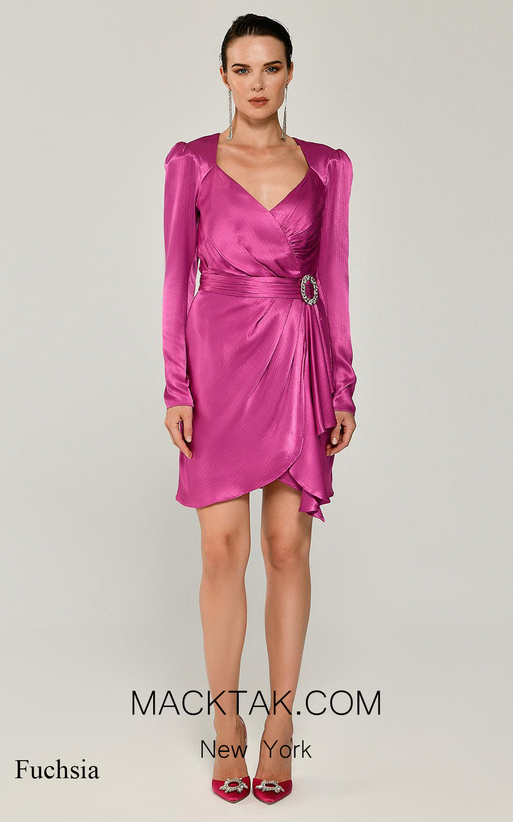 Alfa Beta B5976 Fuchsia Front Dress