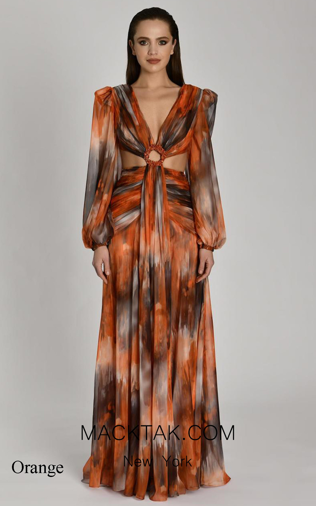Alfa Beta B5977 Orange Front Dress