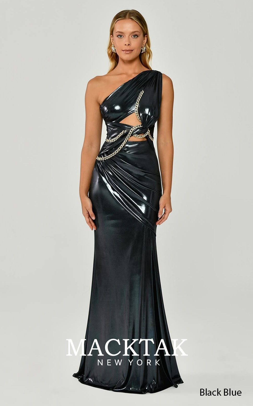 Alfa Beta B6053 Black Blue Front Dress