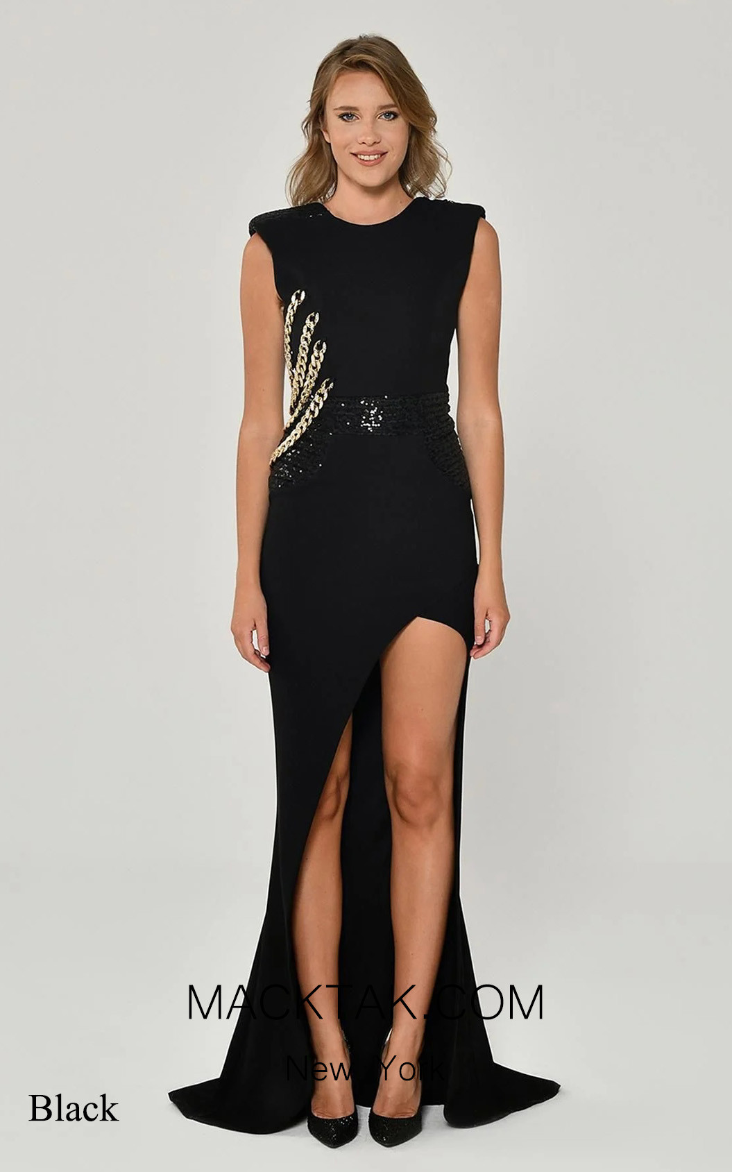 Alfa Beta B6179 Black Front Dress
