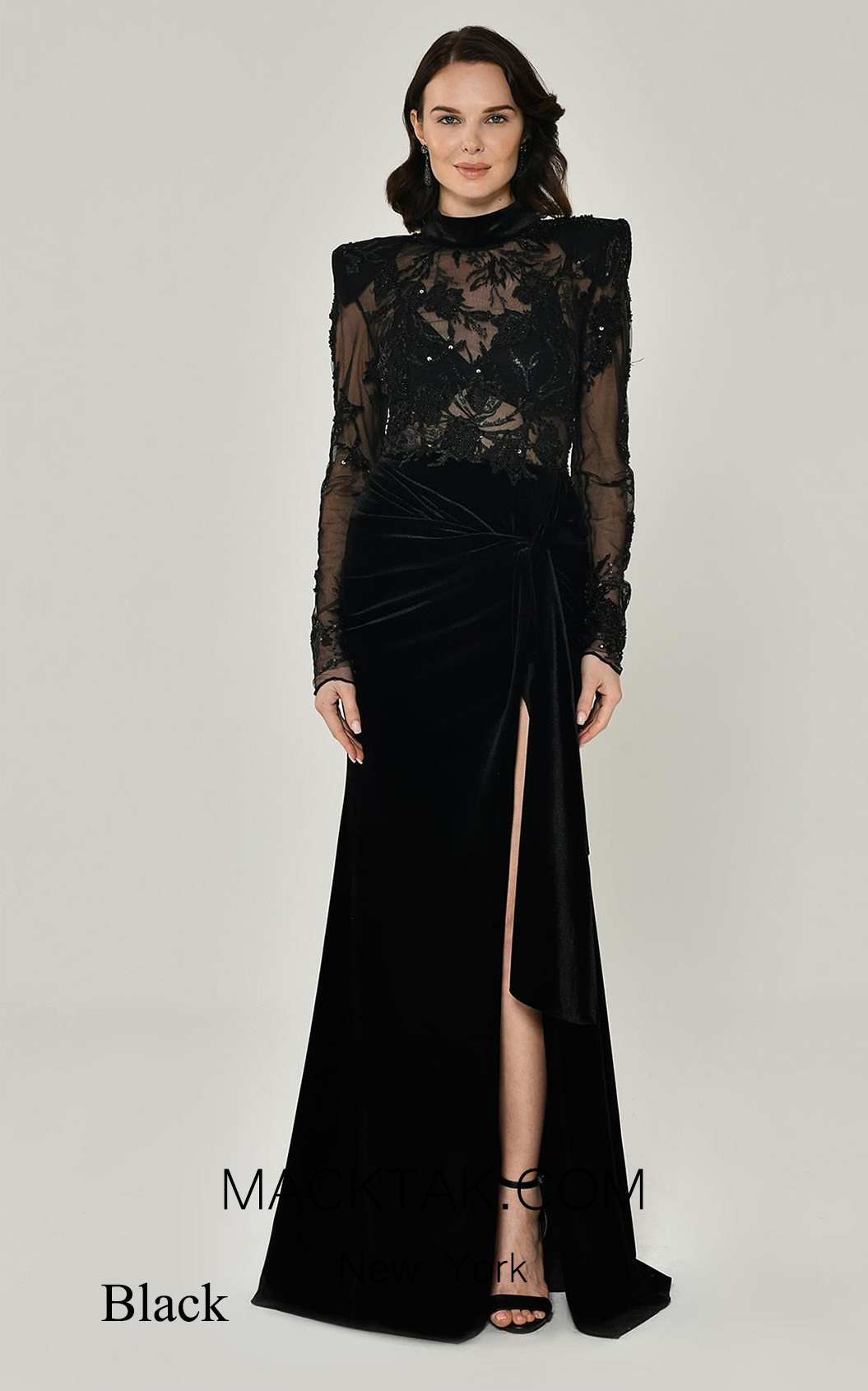 Alfa Beta B6221 Black Front Dress