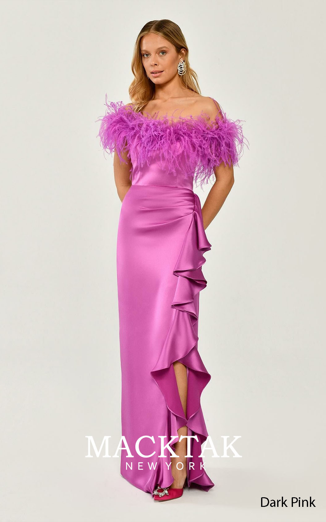 Alfa Beta B6348 Dark Pink Front Dress