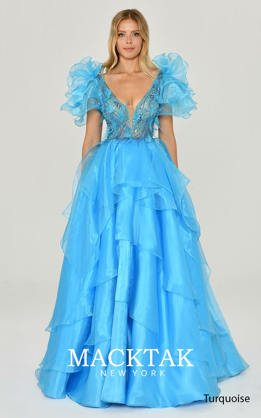 Alfa Beta B6462 Turquoise Front Dress