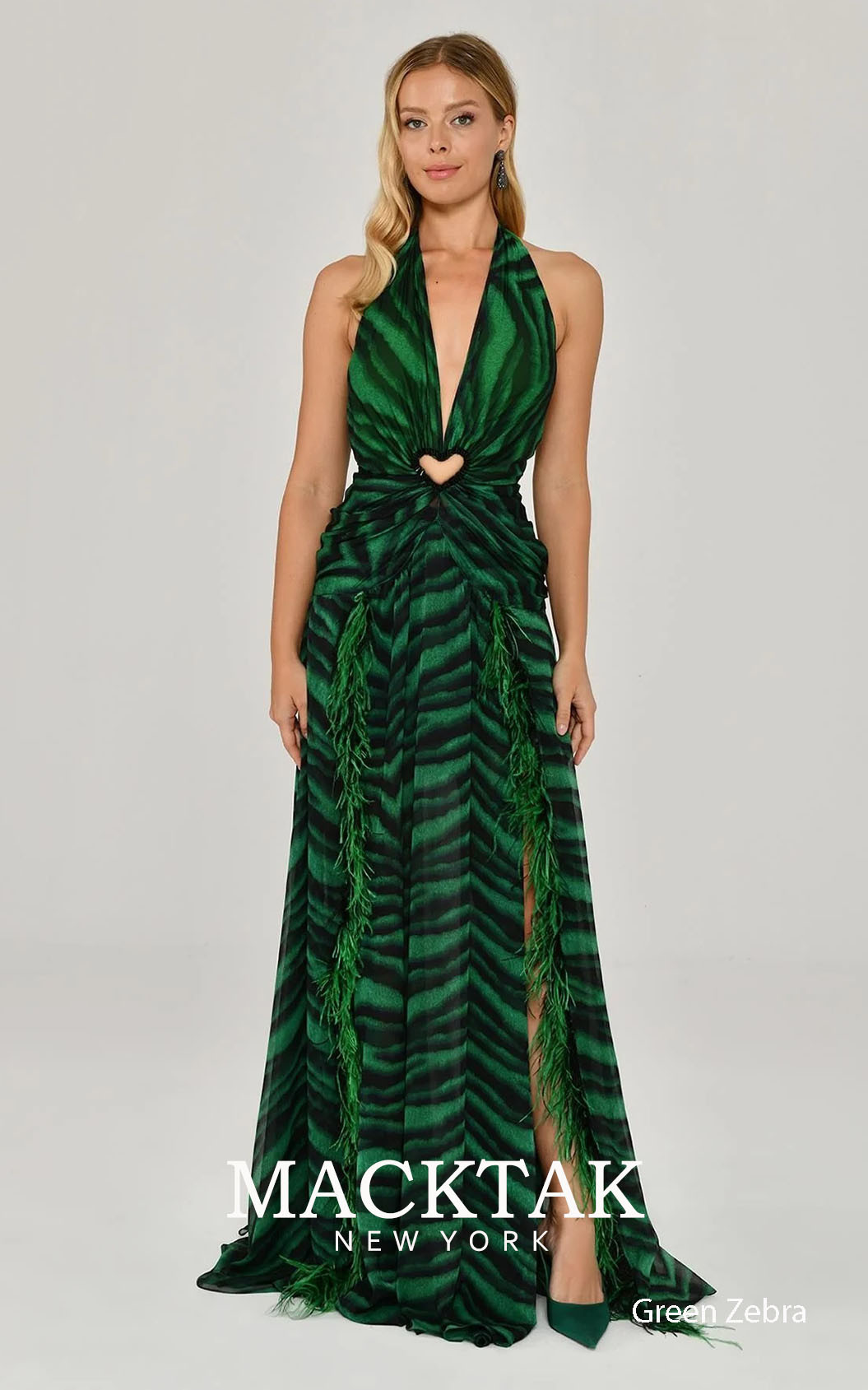 Alfa Beta B6466 Green Zebra Front Dress
