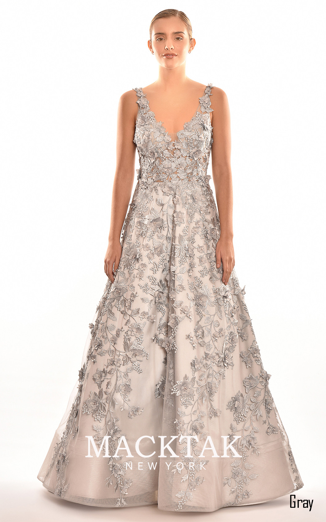 Alfa Beta B4579 Evening Gray Front Dress