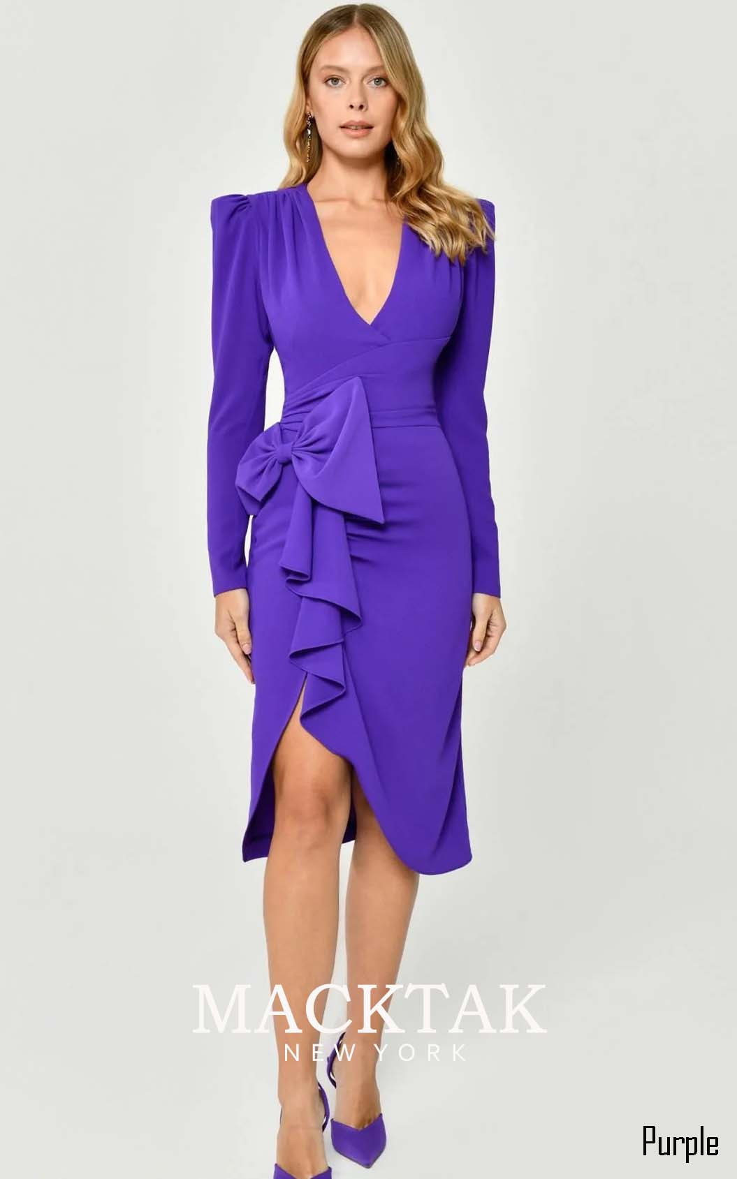 Alfa Beta B6325 Purple Front Dress