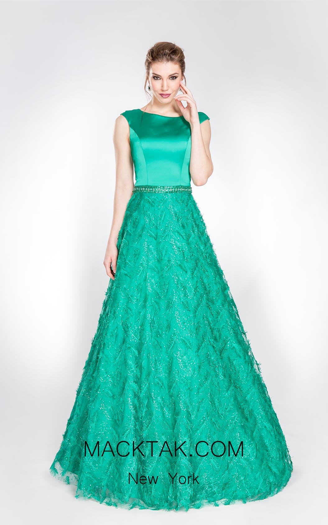 Alma Couture AC1001 Emerald Front Evening Dress