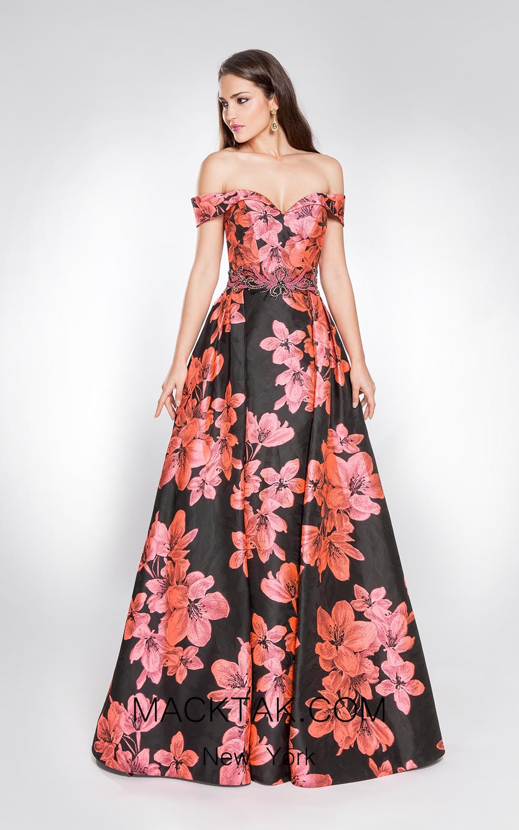 Alma Couture AC1035 Fuchsia Front Evening Dress