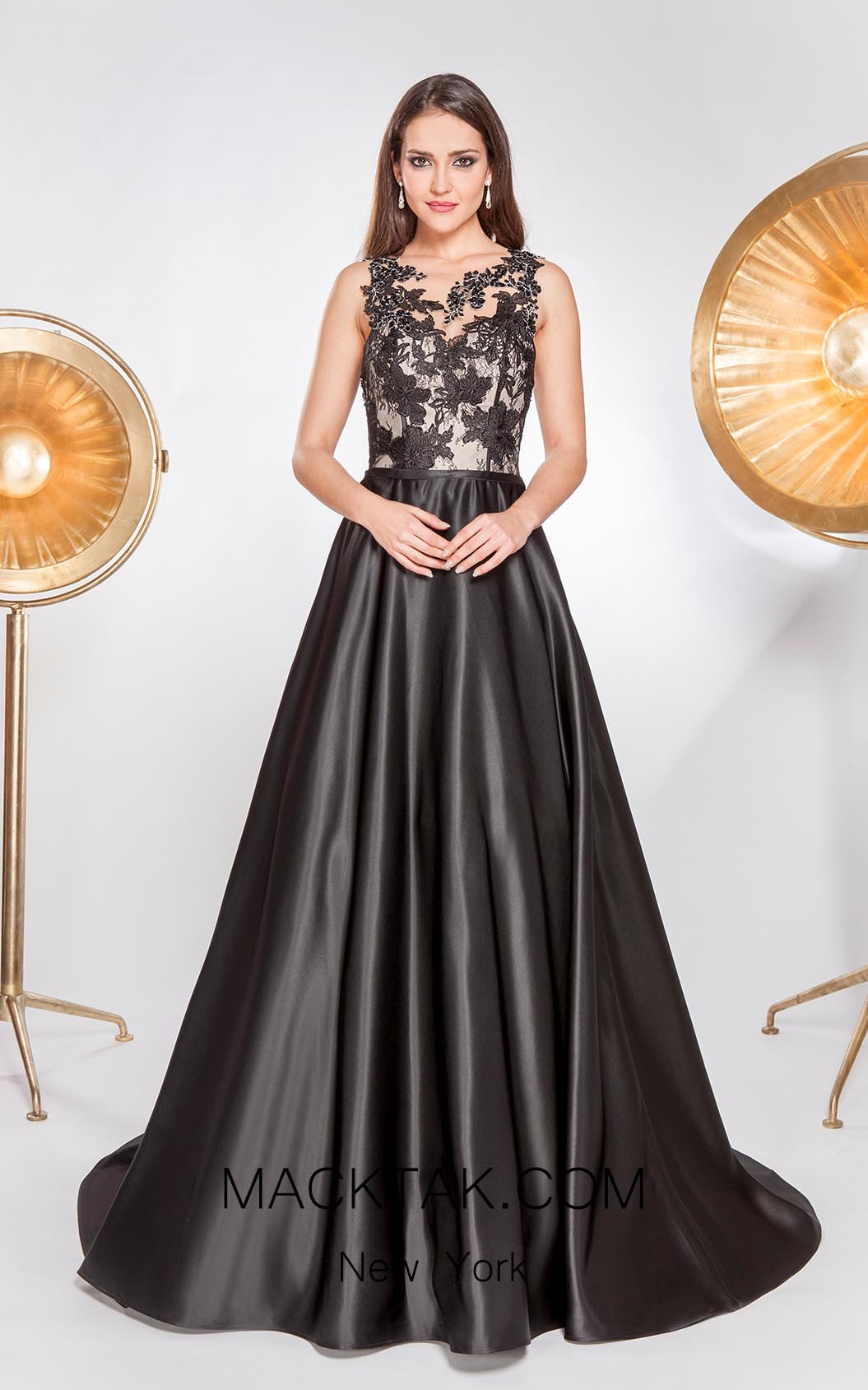 Alma Couture AC1059 Black Front Evening Dress