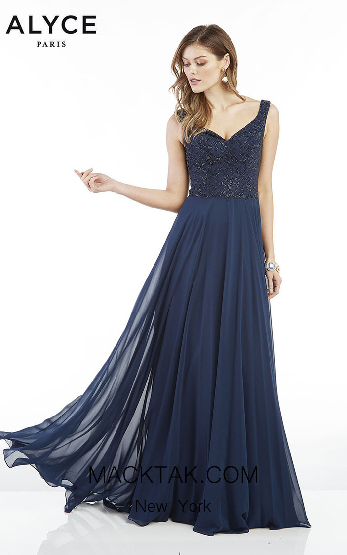 Alyce Paris 1385 Navy Front Dress