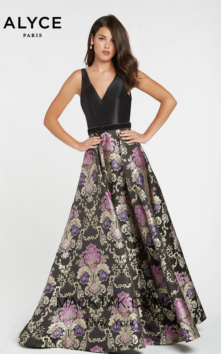 Alyce Paris 60399 Black Purple Front Dress