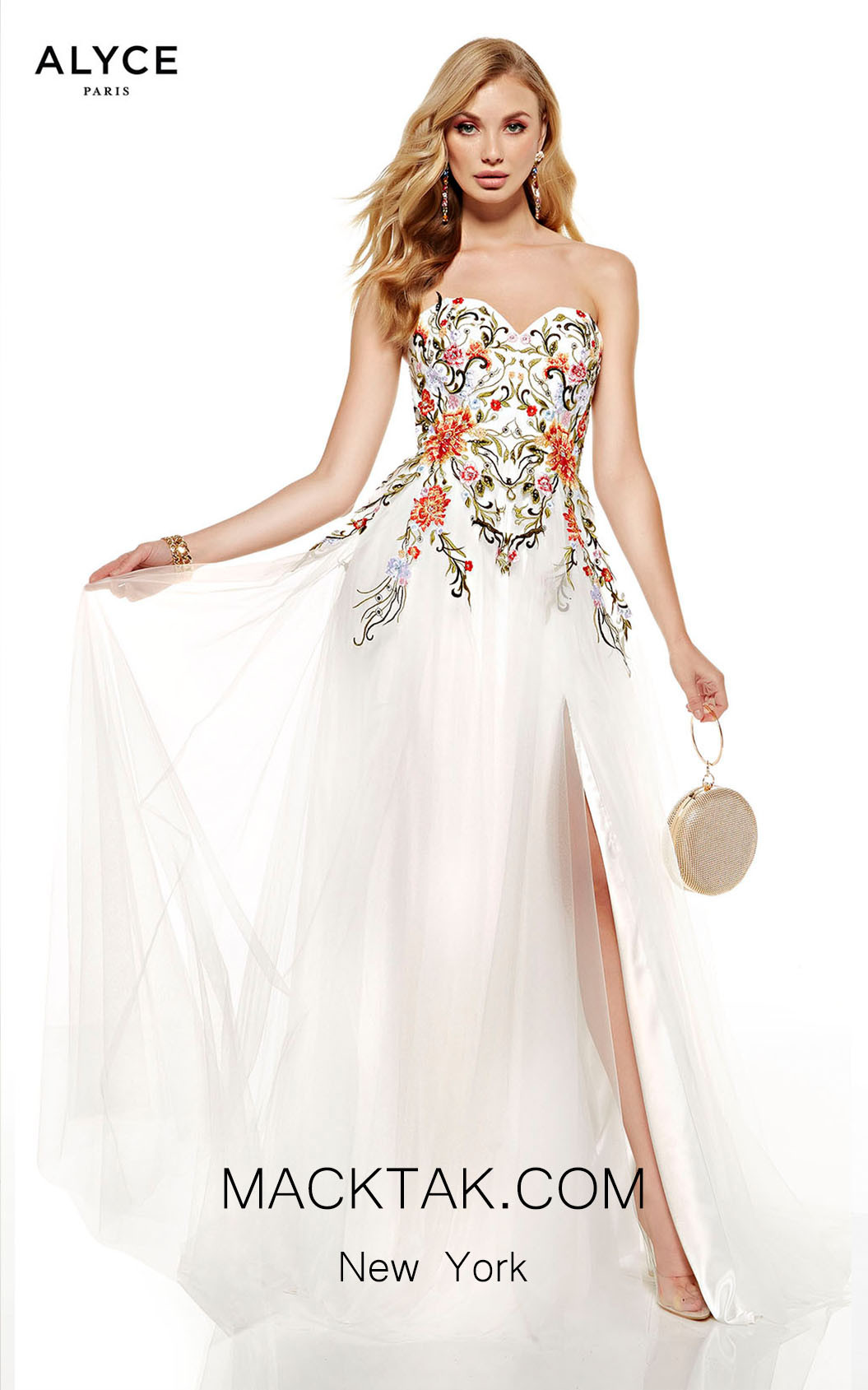 Alyce Paris 60699 Diamond White Multi Front Dress