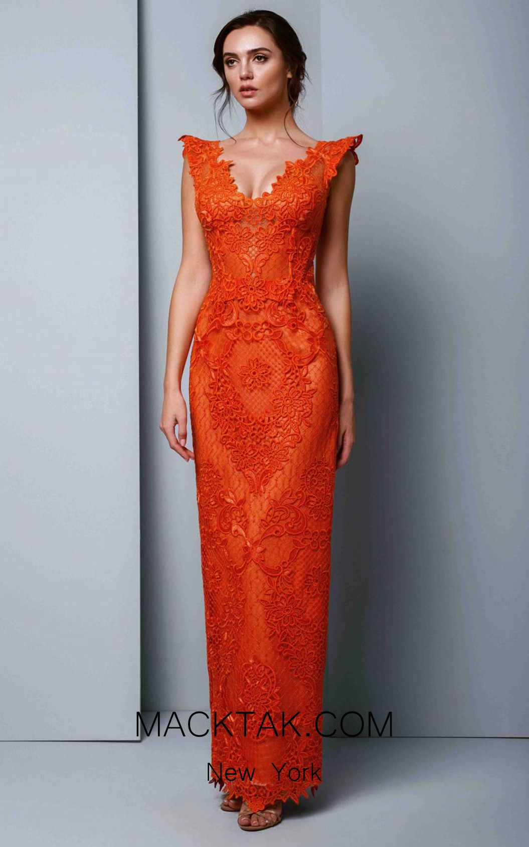 Beside Couture 1314 Orange Front Dress