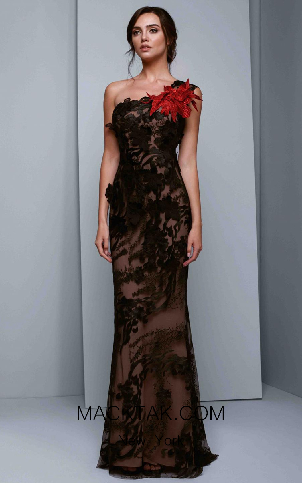 Beside Couture 1332 Black Red Front Dress