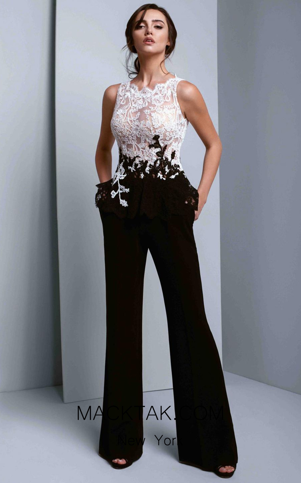 Beside Couture 1339 Black Ivory Front Dress