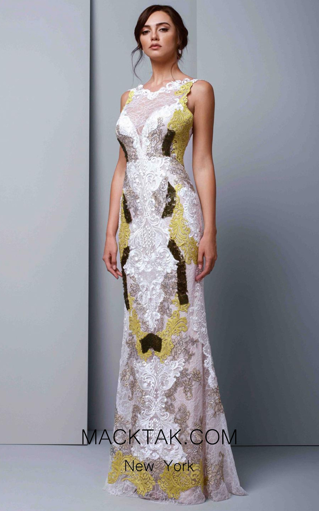 Beside Couture 1341 White Lime Front Dress