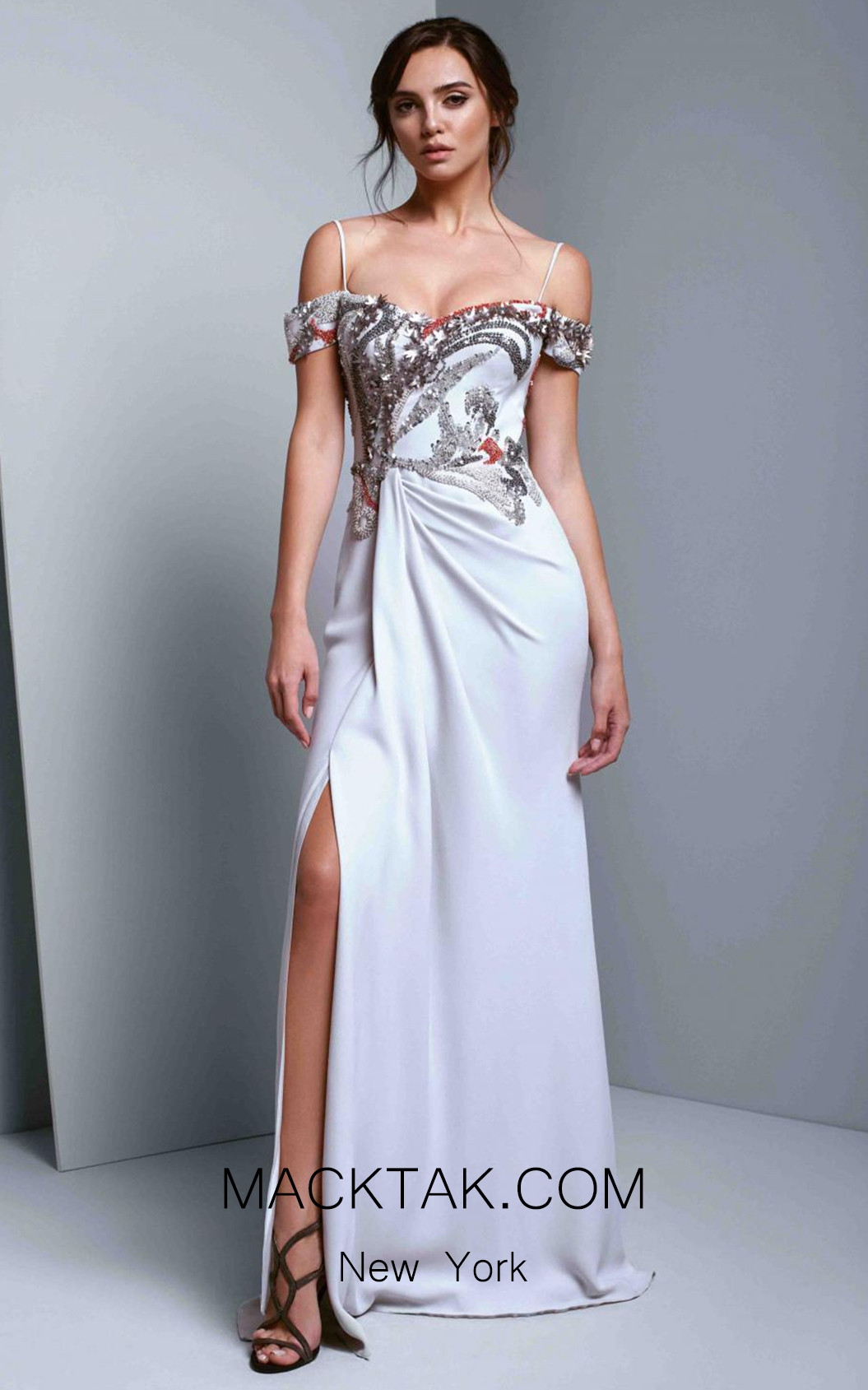 Beside Couture 1354 Silver Front Dress