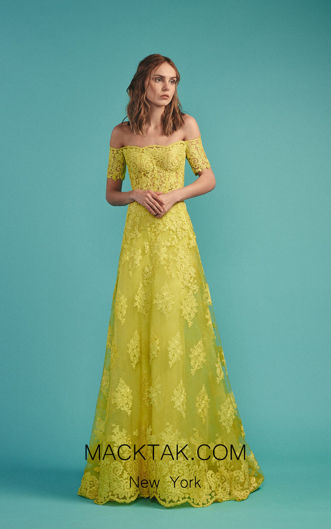 Beside Couture by Gemy Maalouf BC1475 Yellow Front Evening Dress