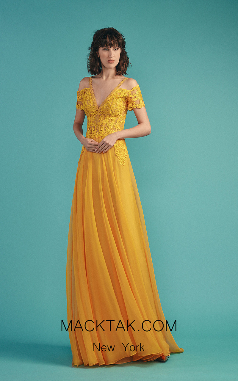 Beside Couture by Gemy Maalouf BC1480 Yellow Front Evening Dress