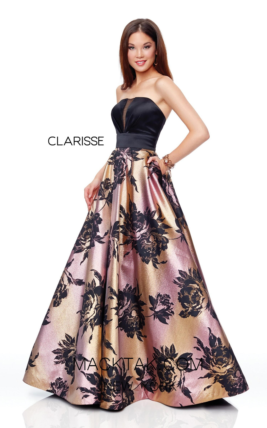 Clarisse 3718 Sunset Print Front Prom Dress