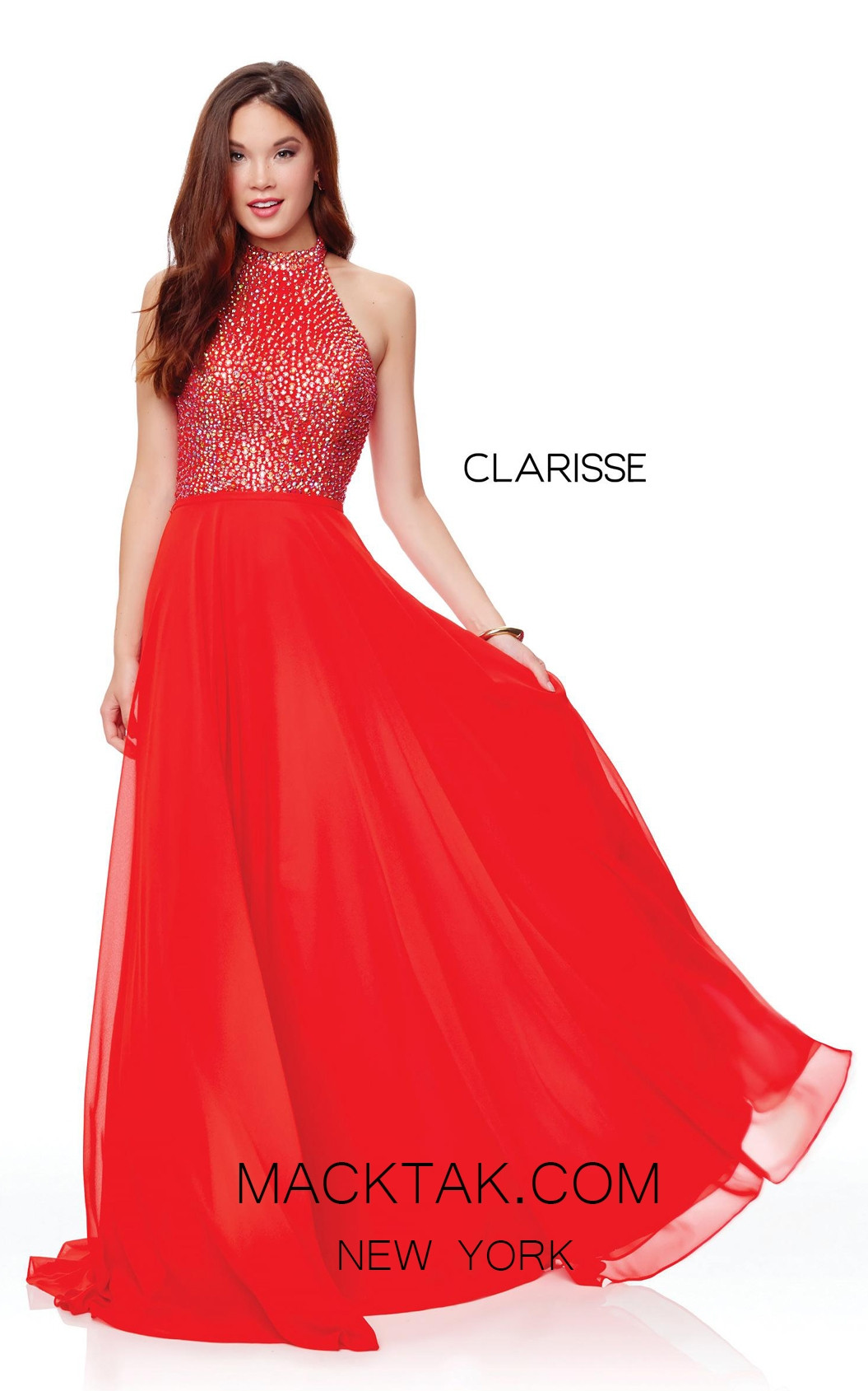 Clarisse 3750 Lipstick Red Front Prom Dress