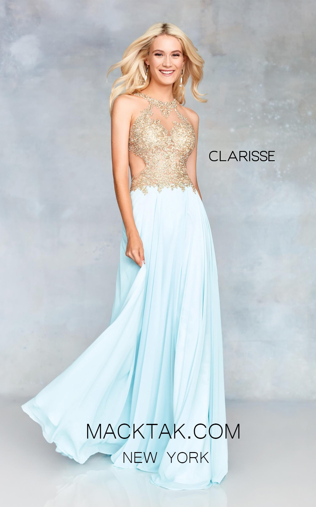 Clarisse 3759 Seafoam Gold Front Prom Dress