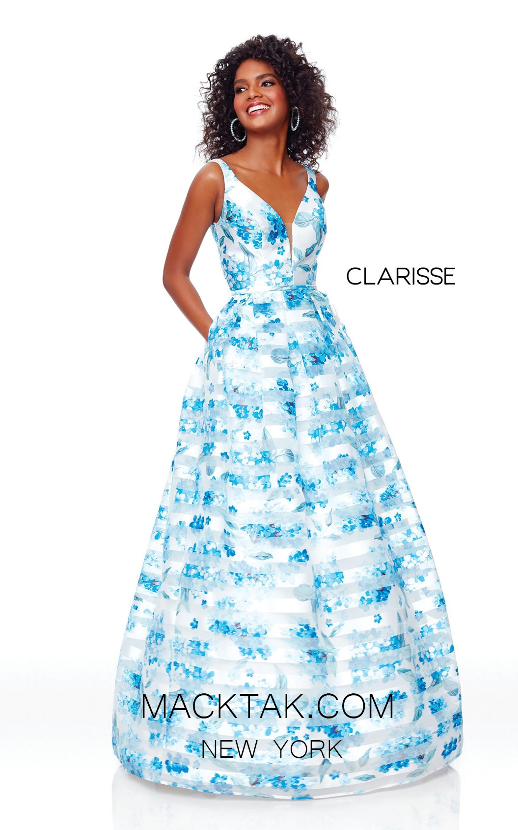 Clarisse 3800 Blue Print Front  Prom Dress