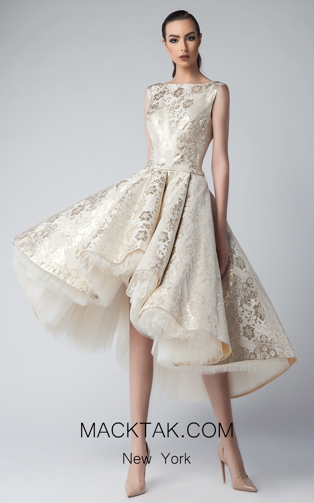 Edward Arsouni FW0221 Champagne Front Dress