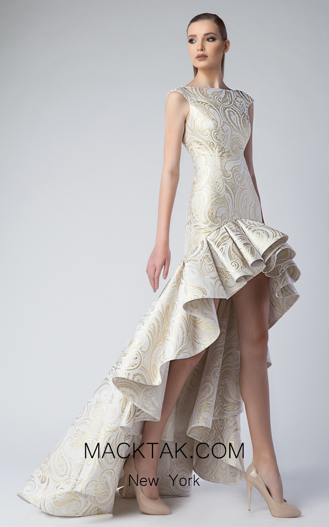Edward Arsouni FW0228 Gold Front Dress