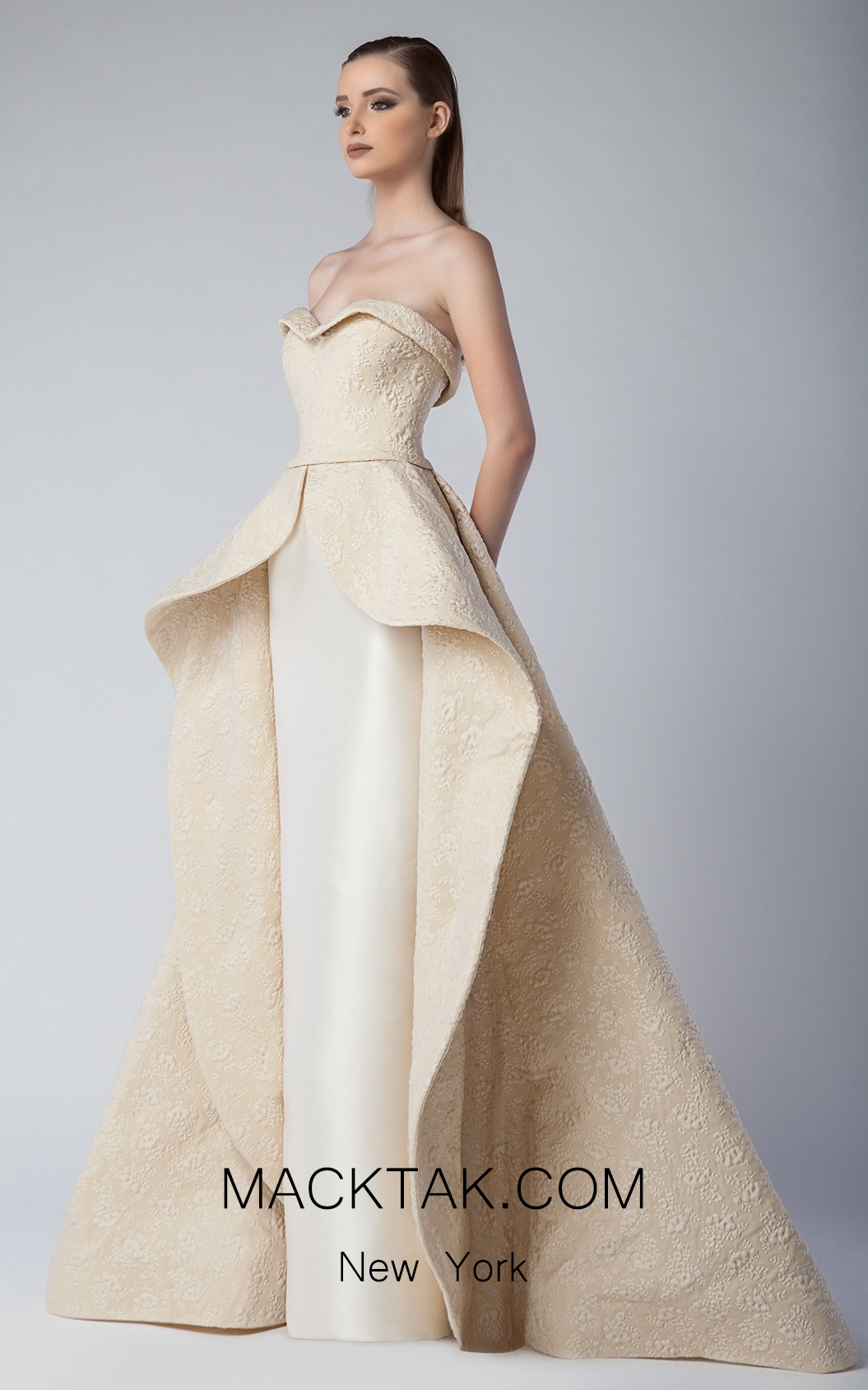 Edward Arsouni FW0231 Champagne Gold Front Dress