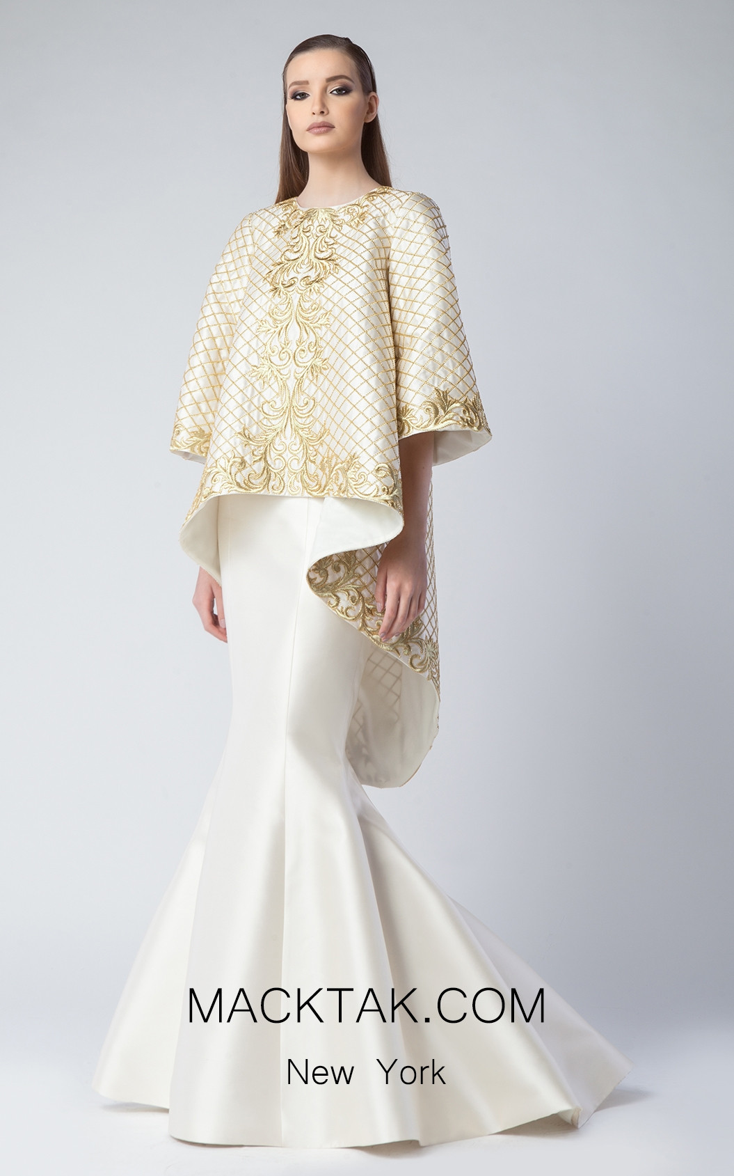 Edward Arsouni FW0233 Ivory Gold Front Dress