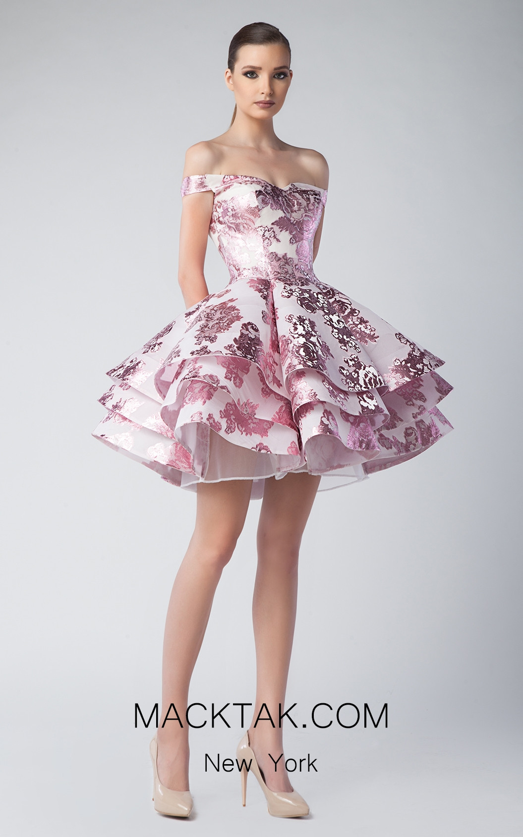Edward Arsouni FW0249 Ivory Pink Front Dress