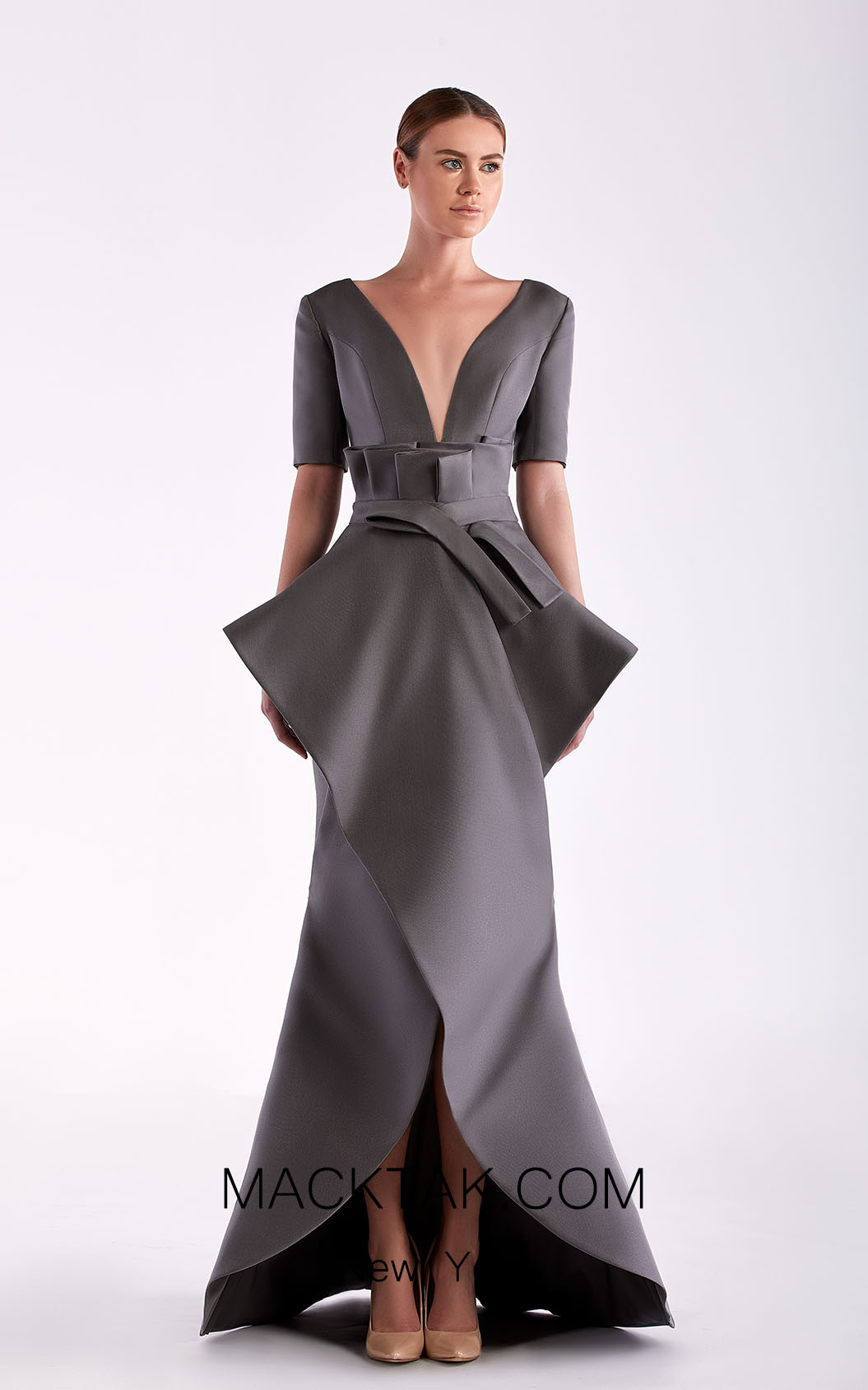 Edward Arsouni SS0470 Gris Front Dress